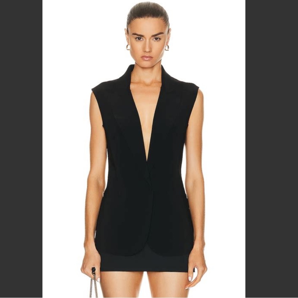 Norma Kamali Sleeveless Single Breasted Jacket
